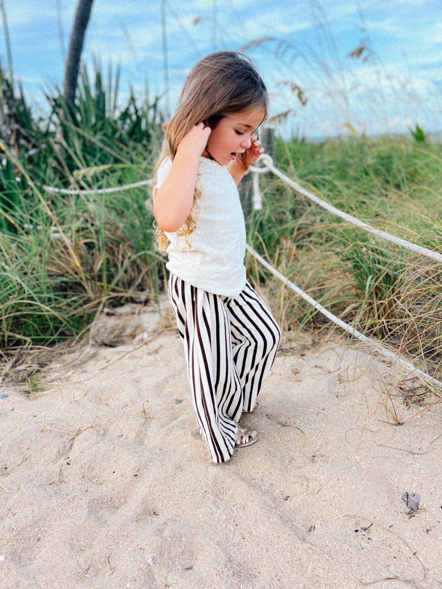 WIDE-LEG PANTS | COCONUT VERTICAL STRIPE