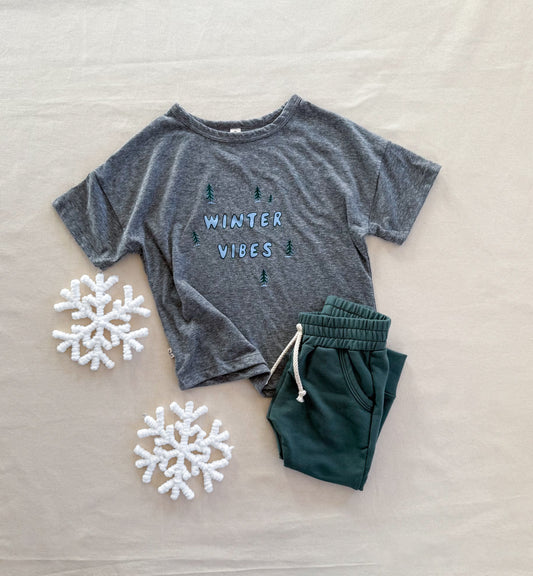 Oversized Tee | WINTER VIBES - HEATHER GREY