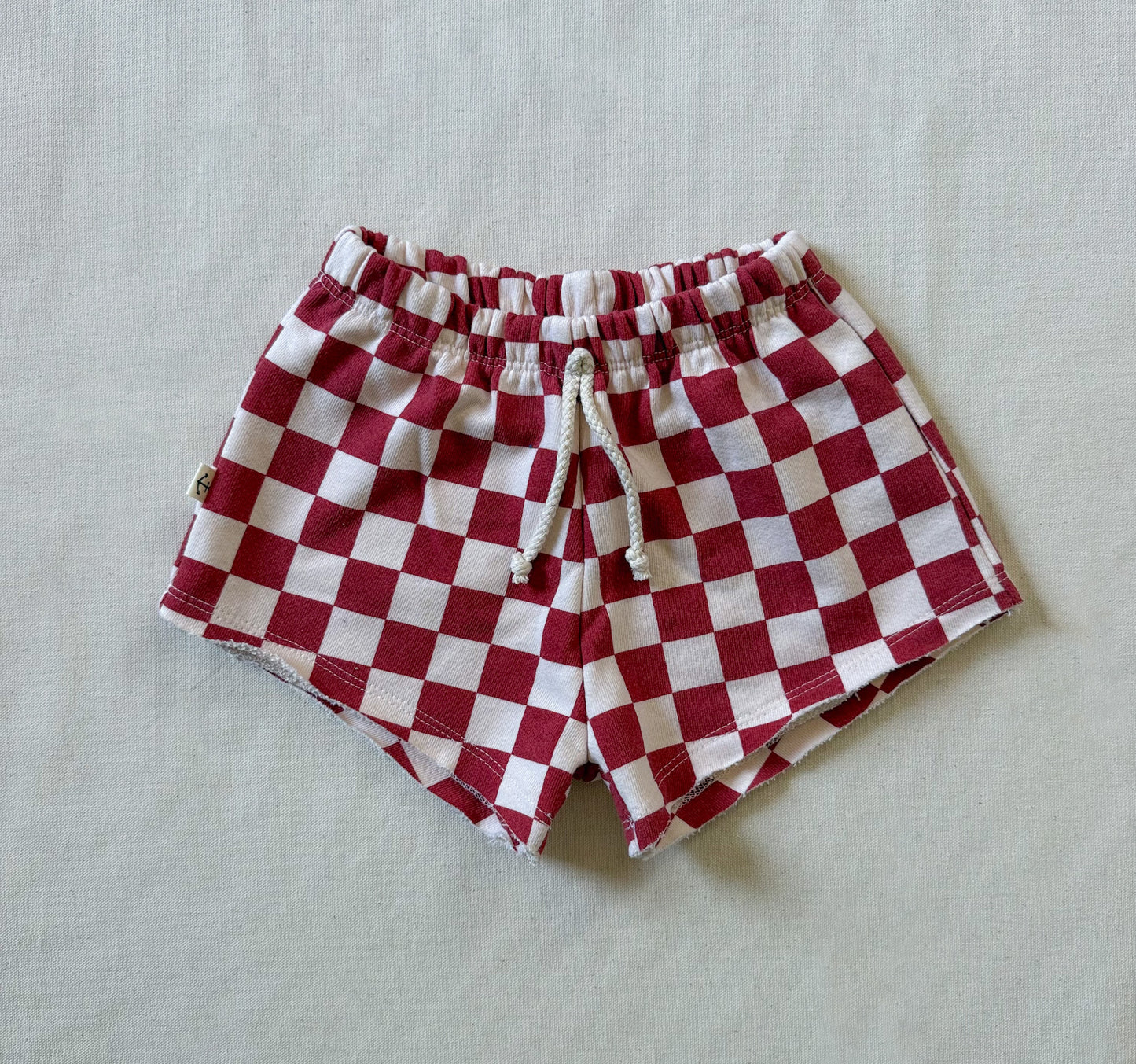 GIRLS SHORTS | FADED CURRANT CHECK