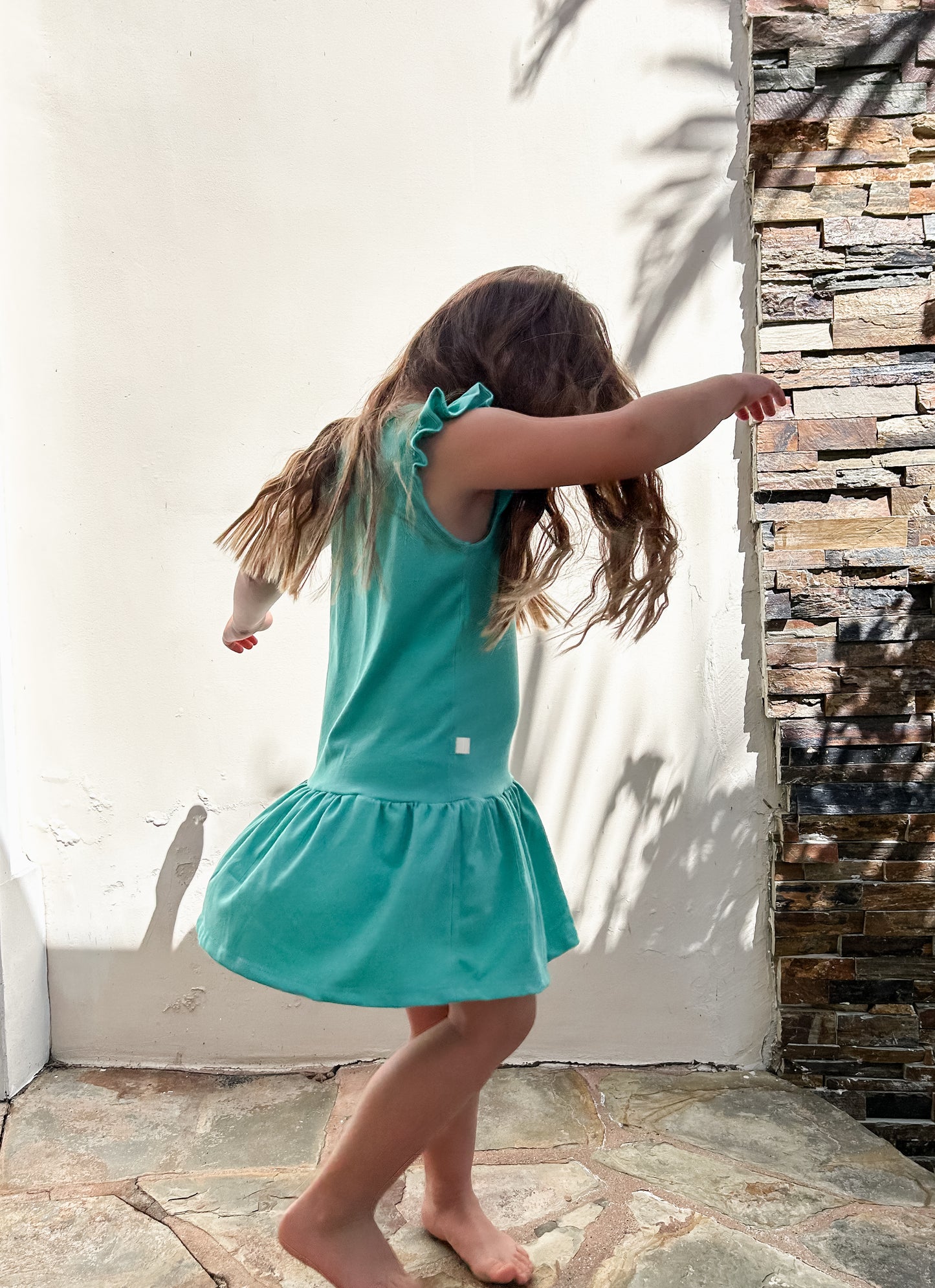 FLUTTER TANK DRESS | NEON GUAVA