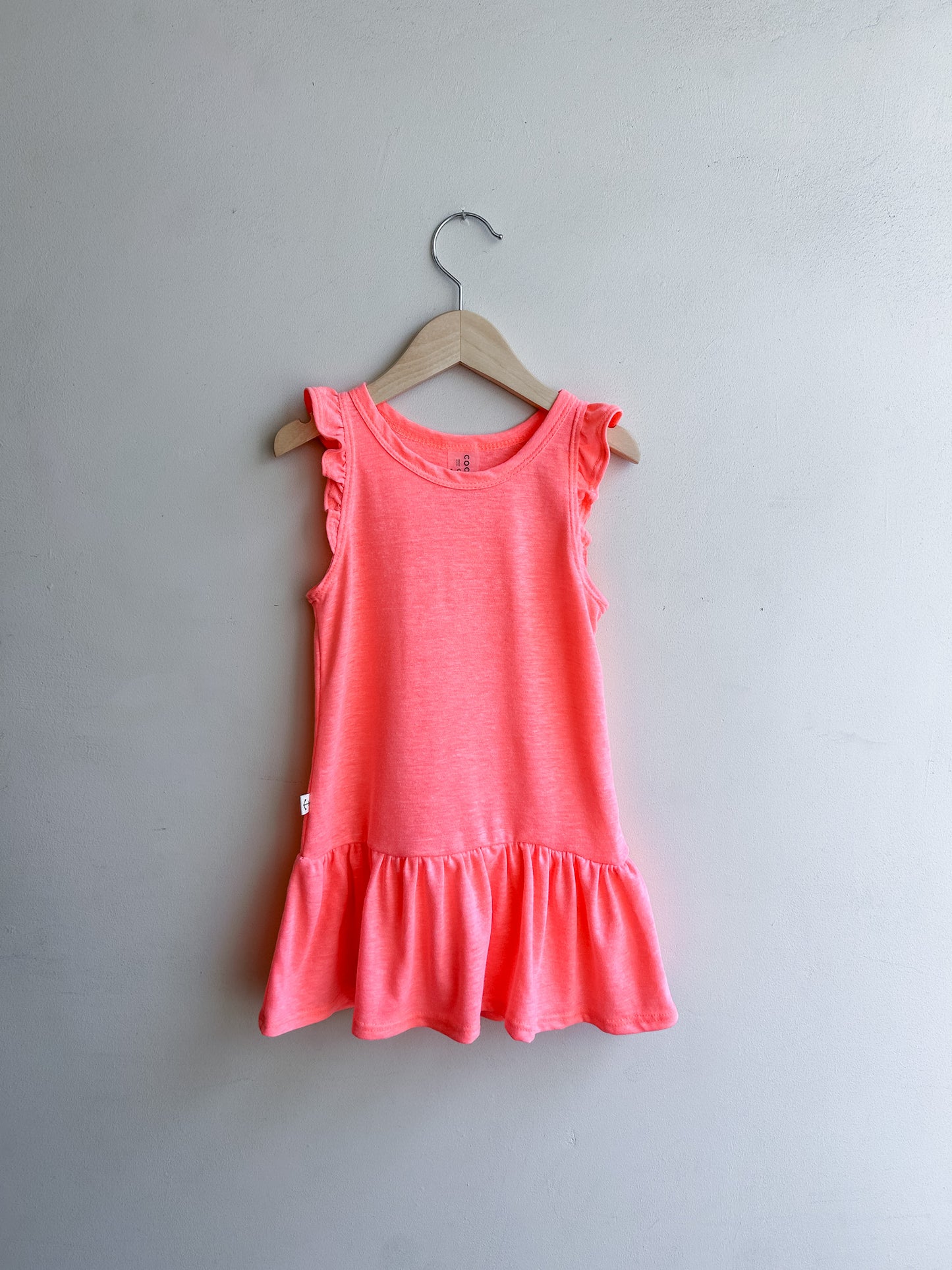 FLUTTER TANK DRESS | NEON GUAVA