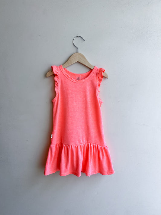 FLUTTER TANK DRESS | NEON GUAVA