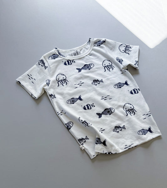 CLASSIC TEE - FISH + JELLY ON WHITE
