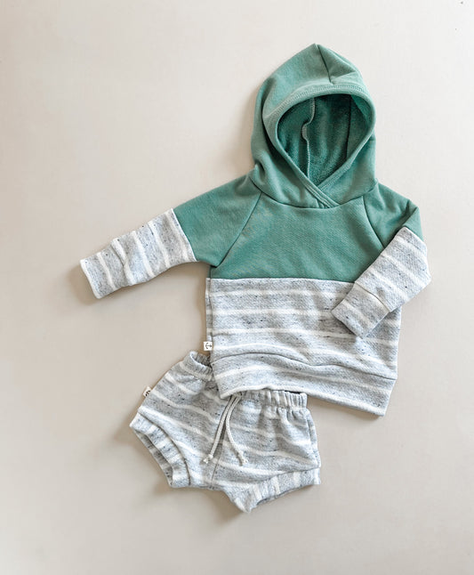 Classic Hoodie |  TROPICAL GREEN / PEBBLE STRIPE CONFETTI COLOR BLOCK