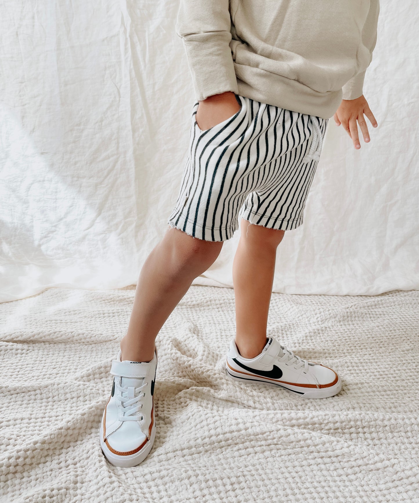 BOY SHORTS - BLACK & WHITE VERTICAL STRIPE