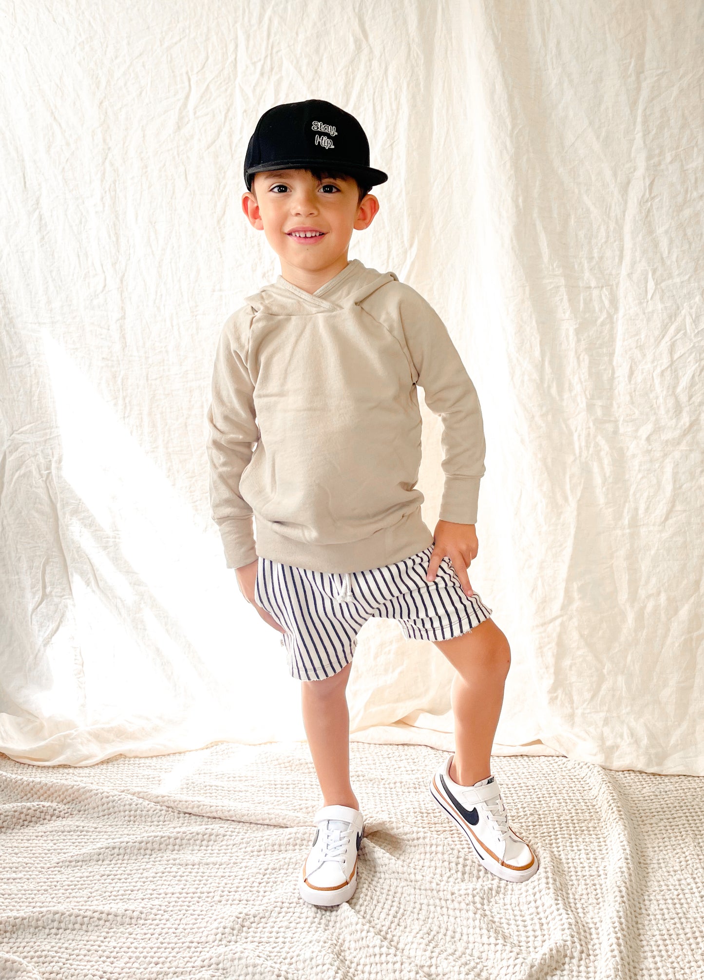 BOY SHORTS - BLACK & WHITE VERTICAL STRIPE