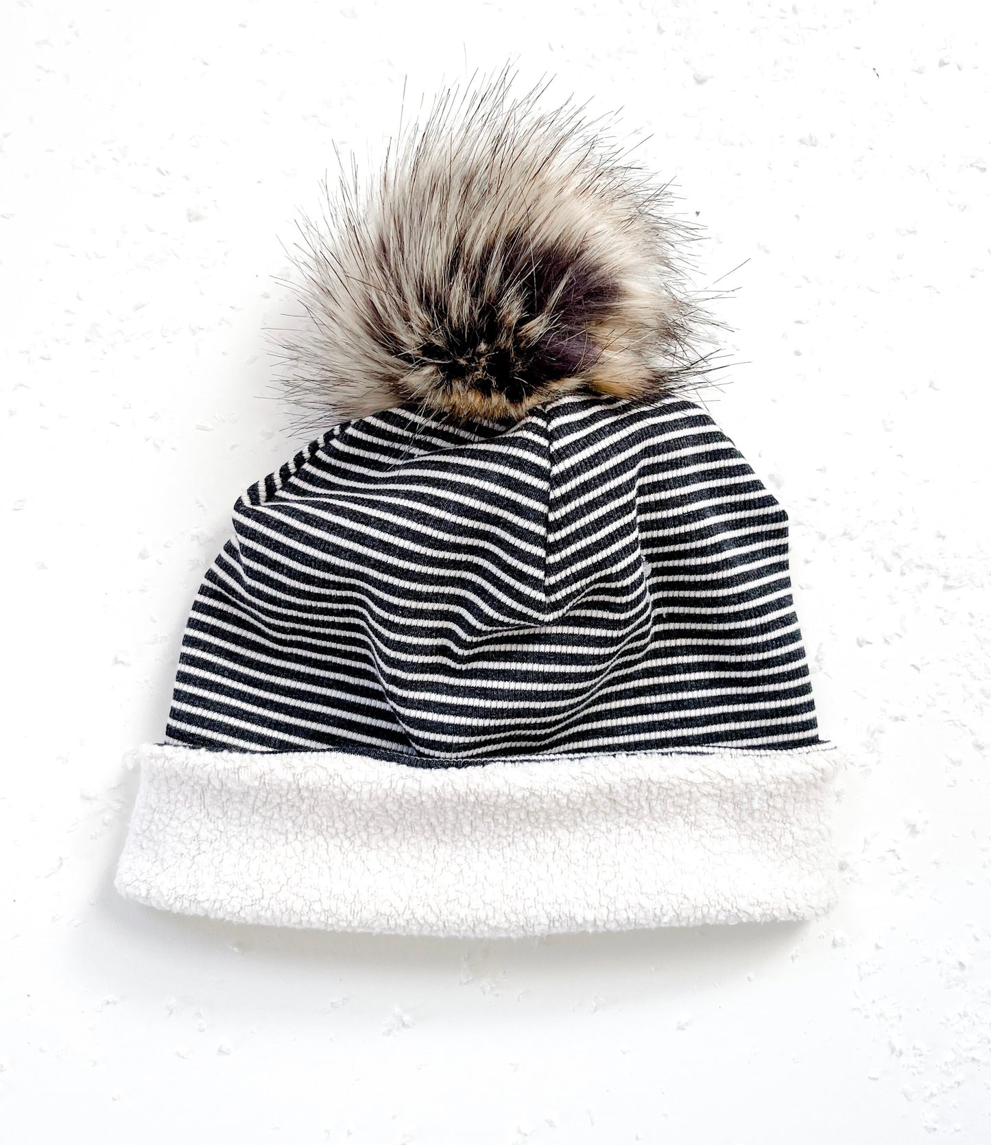 WINTER BEANIE - NARROW CHARCOAL STRIPE